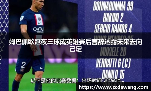 姆巴佩欧冠夜三球成英雄赛后言辞透露未来去向已定